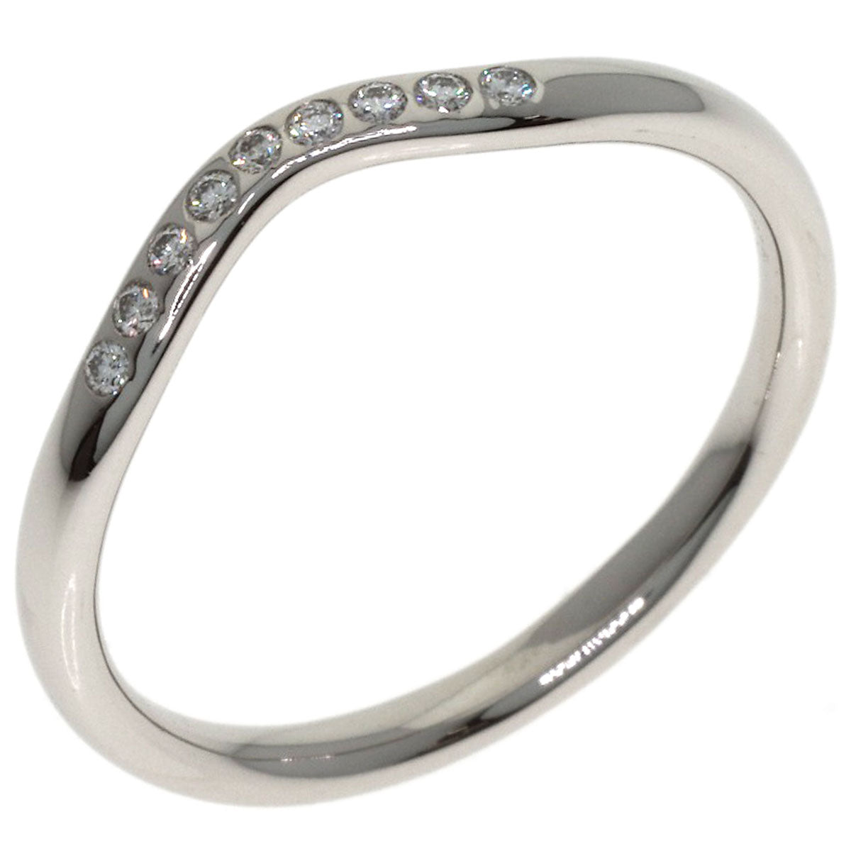 TIFFANY&Co. Curved Band Diamond Ring Platinum PT950 Ladies [Used]