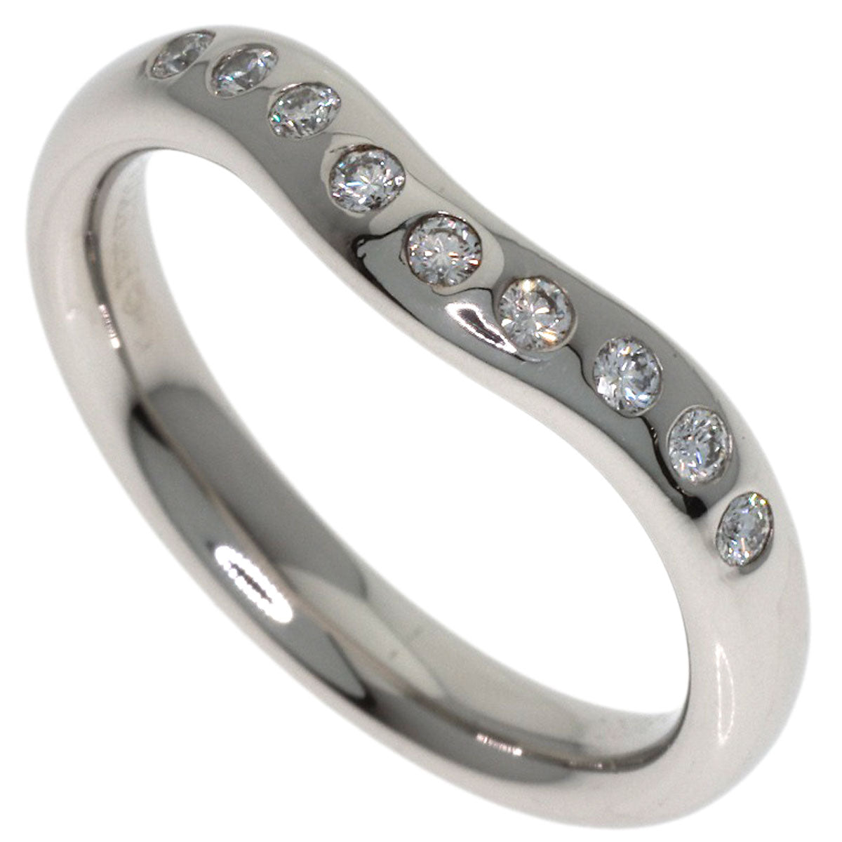 TIFFANY&Co. Curved Band Diamond Ring Platinum PT950 Ladies [Used]