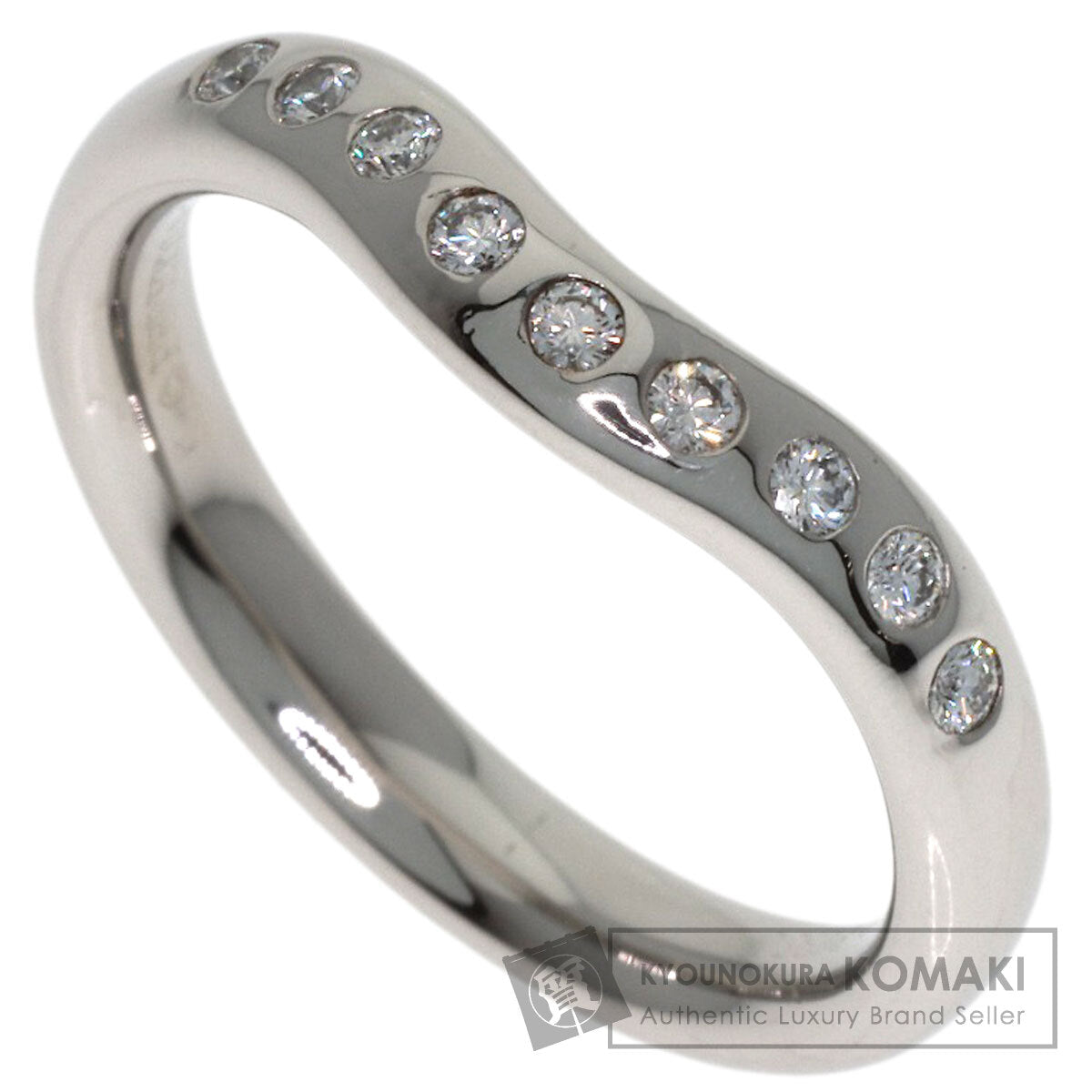 TIFFANY&Co. Curved Band Diamond Ring Platinum PT950 Ladies [Used]