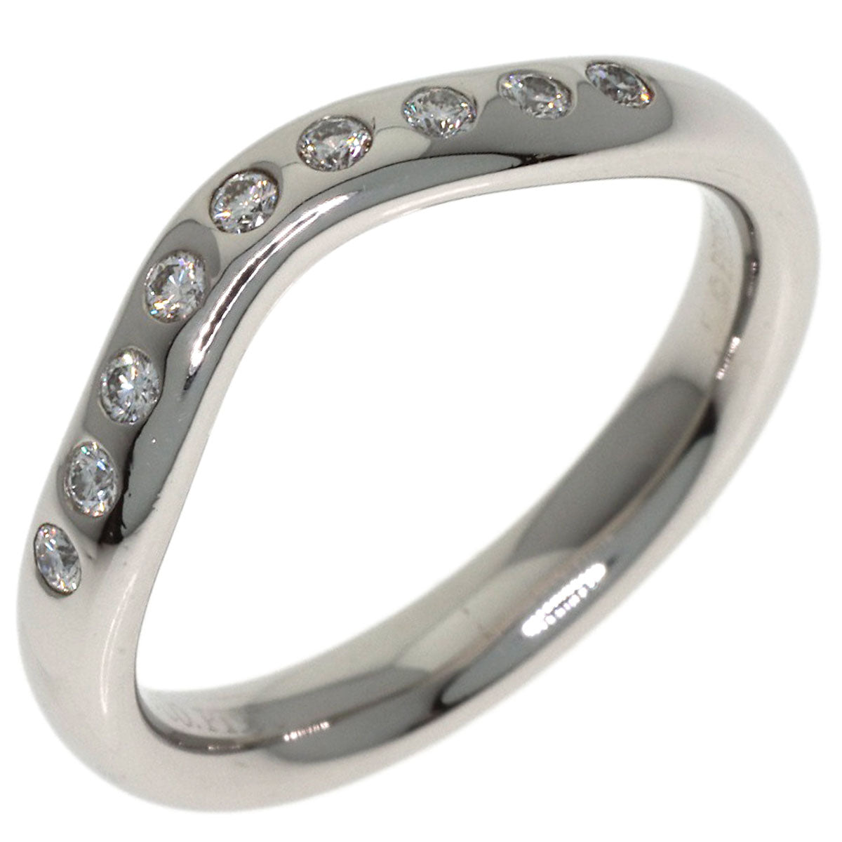 TIFFANY&Co. Curved Band Diamond Ring Platinum PT950 Ladies [Used]
