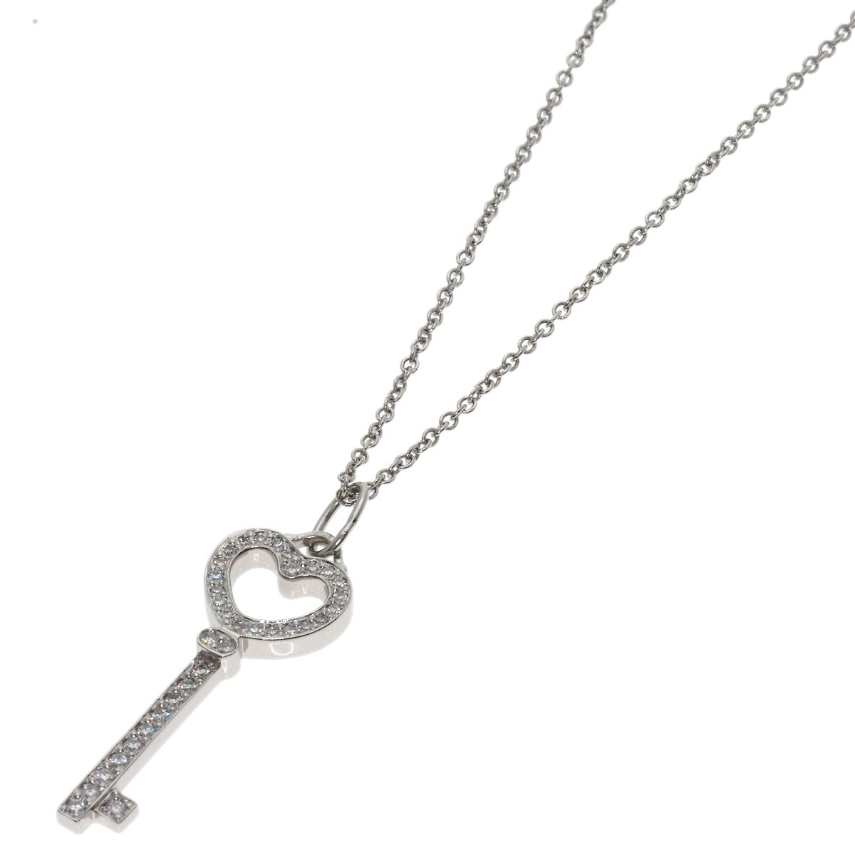 TIFFANY&Co. Heart key Diamond Necklace Platinum PT950 Ladies [Used]