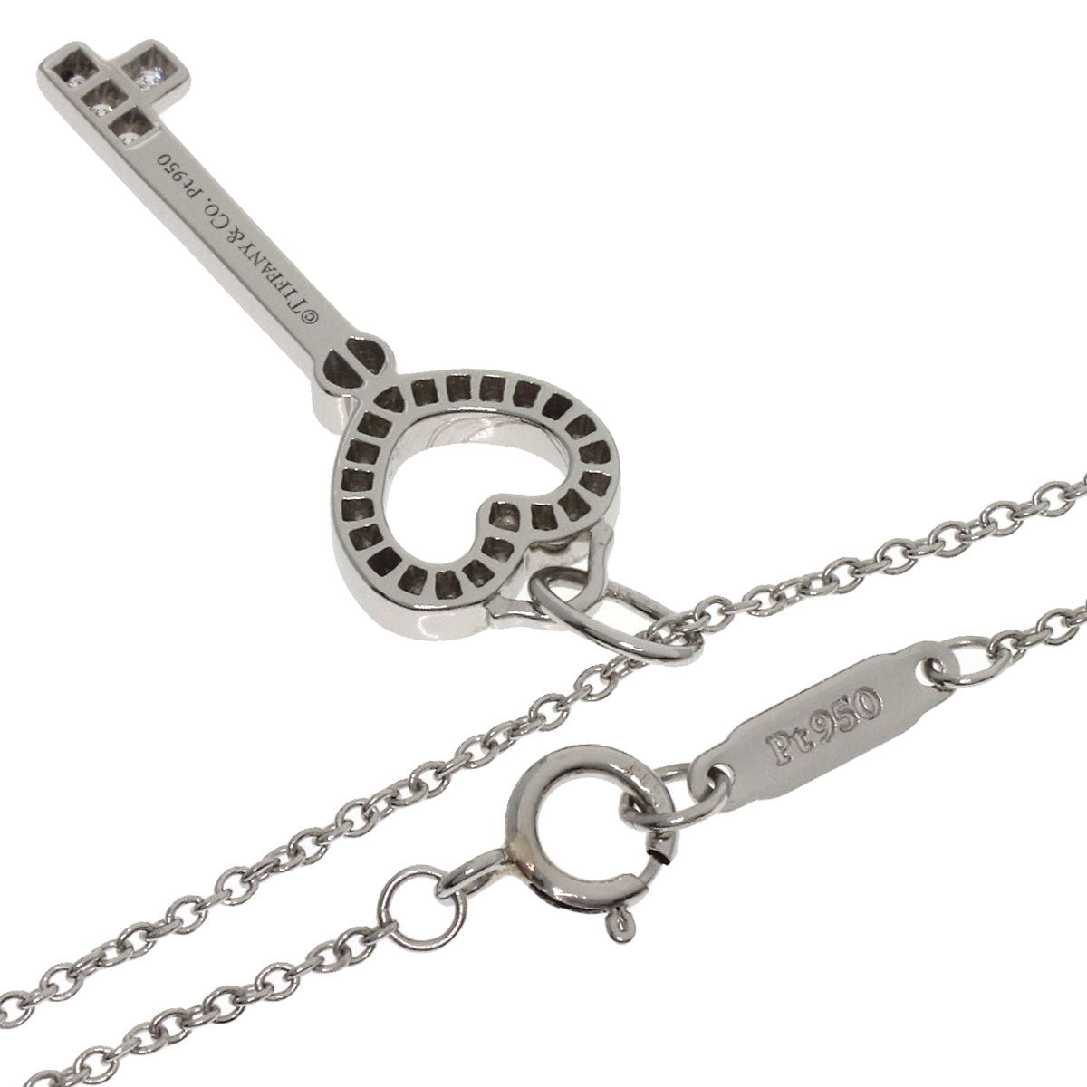 TIFFANY&Co. Heart key Diamond Necklace Platinum PT950 Ladies [Used]