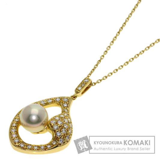 MIKIMOTO Pearl Pearl Diamond Necklace K18 Yellow Gold Ladies [Used]
