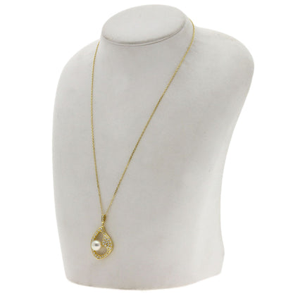 MIKIMOTO Pearl Pearl Diamond Necklace K18 Yellow Gold Ladies [Used]