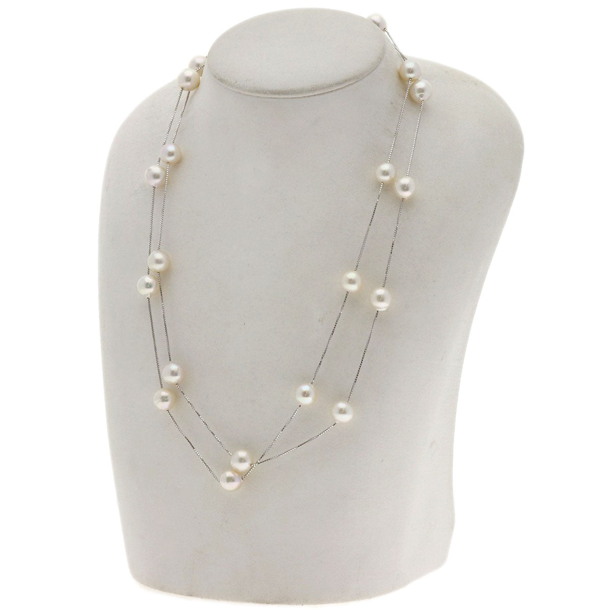 TASAKI Chain with Akoya Pearl 0.3" Necklace K18 White Gold Ladies [Used]