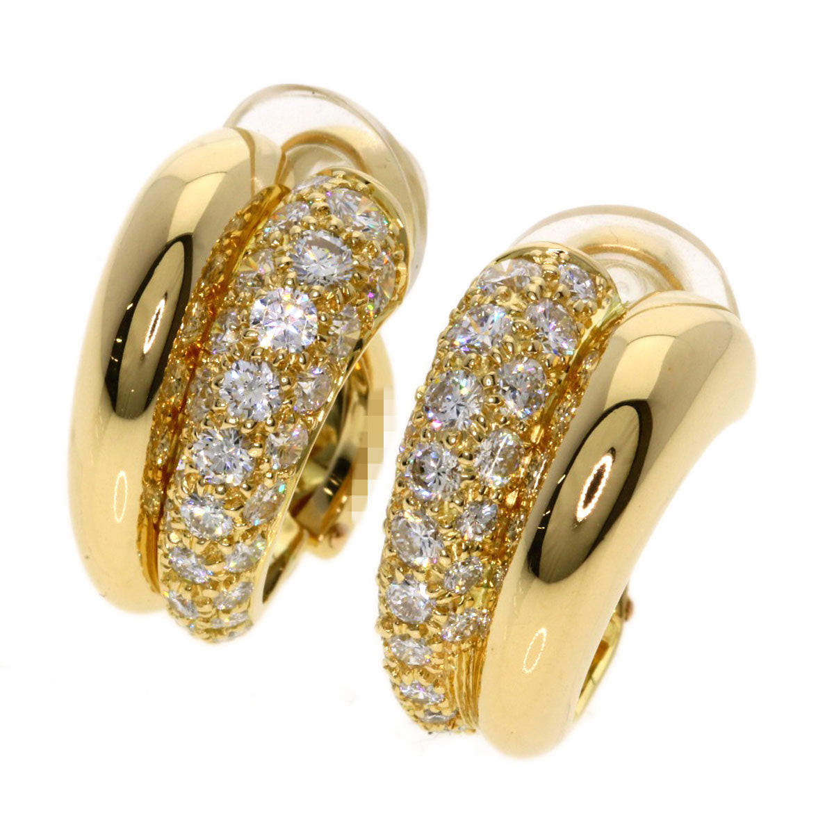 CARTIER Vintage Bavé Diamond Earring K18 Yellow Gold Ladies [Used]