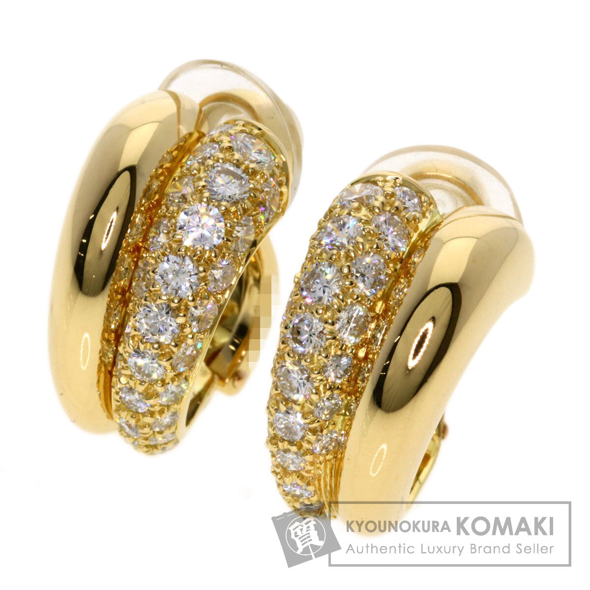 CARTIER Vintage Bavé Diamond Earring K18 Yellow Gold Ladies [Used]