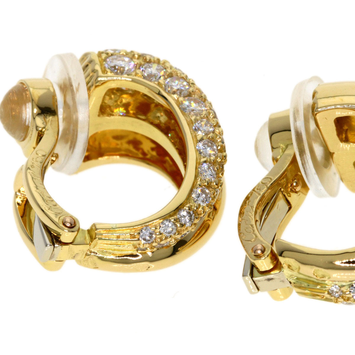 CARTIER Vintage Bavé Diamond Earring K18 Yellow Gold Ladies [Used]