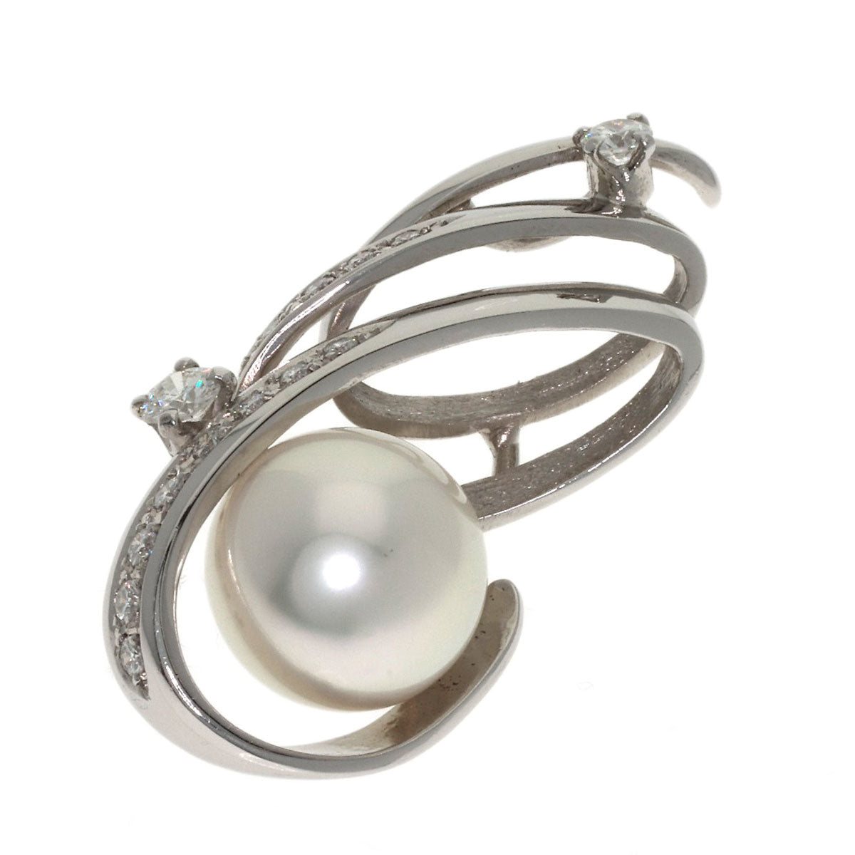 MITSUO KAJI Pearl Pearl Diamond Pendant top Platinum PT900 Ladies [Used]