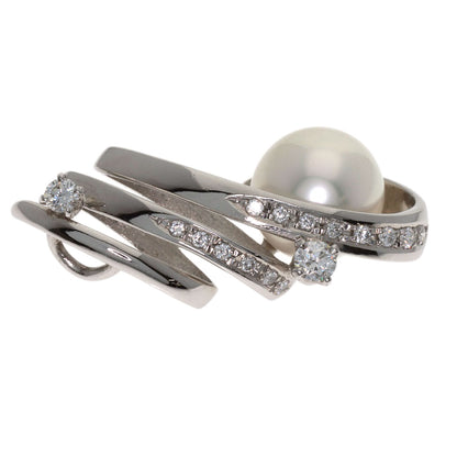 MITSUO KAJI Pearl Pearl Diamond Pendant top Platinum PT900 Ladies [Used]