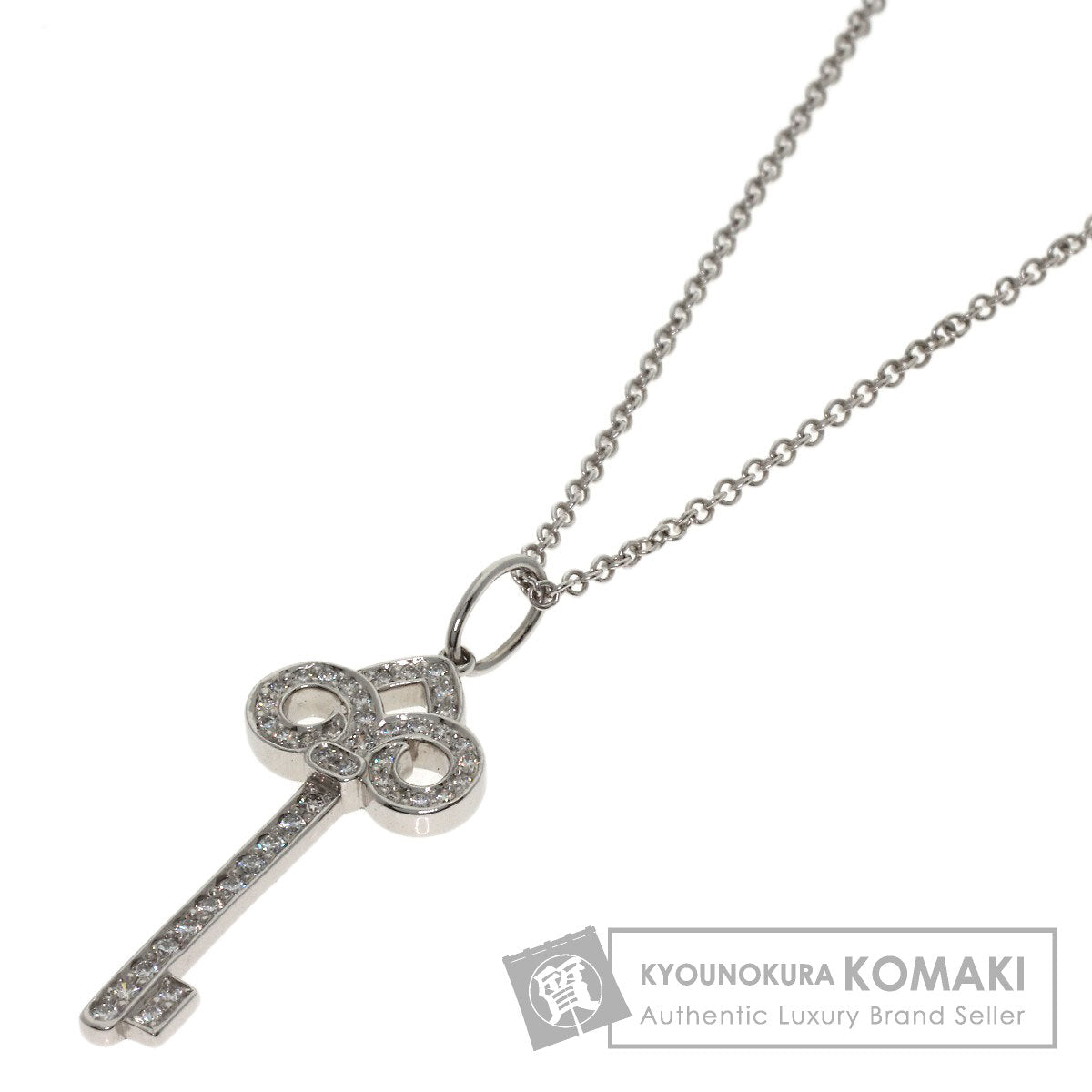 TIFFANY&Co. Fleur de Lis Key Diamond Necklace Platinum PT950 K18 White GoldLadies [Used]