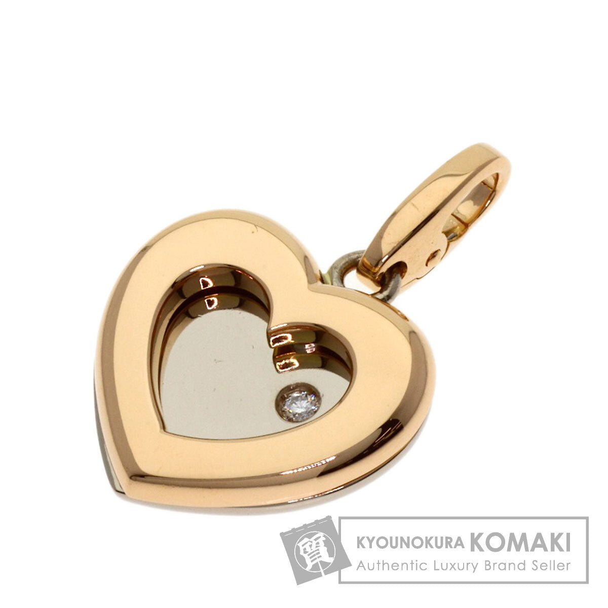 CARTIER Double Heart 1P Diamond Charm Pendant top K18 White Gold 18K Pink GoldLadies [Used]