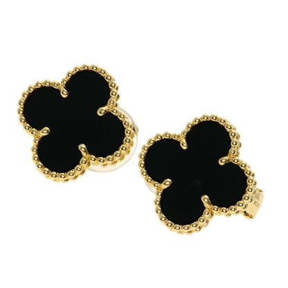 Van Cleef & Arpels Vintage Alhambra Onyx Earring K18 Yellow Gold Ladies [Used]