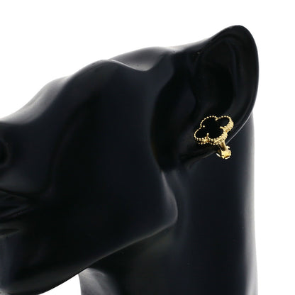 Van Cleef & Arpels Vintage Alhambra Onyx Earring K18 Yellow Gold Ladies [Used]
