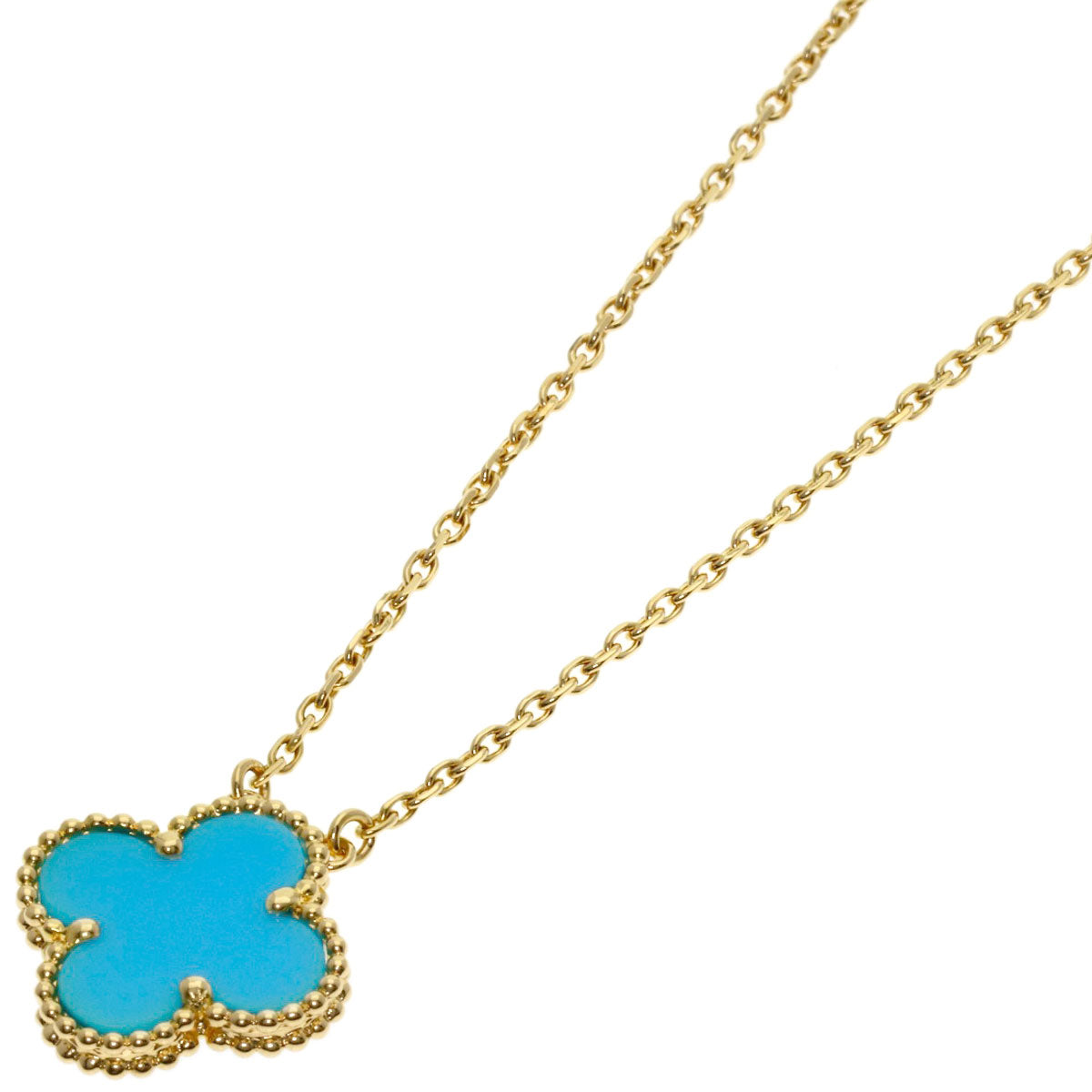 Van Cleef & Arpels Vintage Alhambra Turquoise Necklace K18 Yellow Gold Ladies [Used]