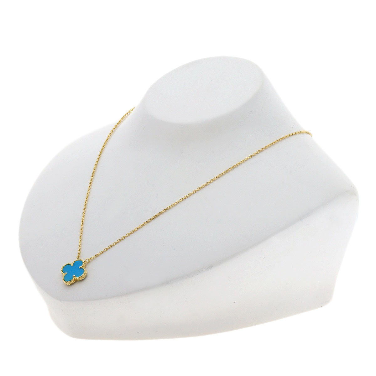 Van Cleef & Arpels Vintage Alhambra Turquoise Necklace K18 Yellow Gold Ladies [Used]