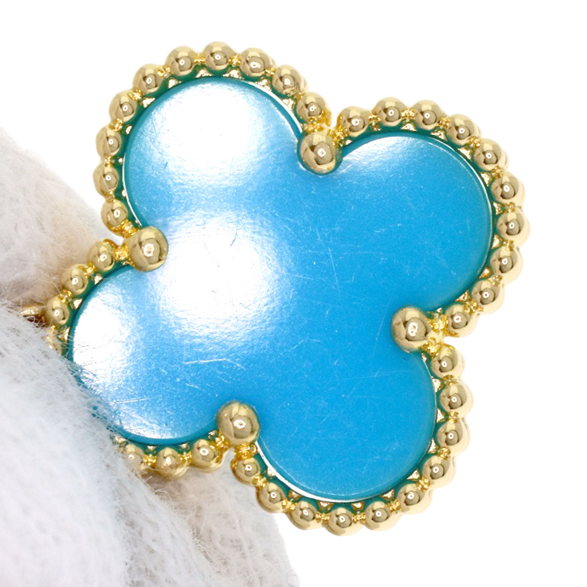 Van Cleef & Arpels Vintage Alhambra Turquoise Necklace K18 Yellow Gold Ladies [Used]