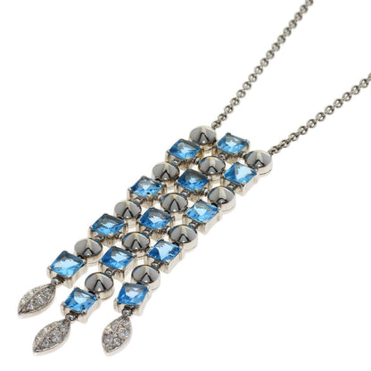 BVLGARI Lucia Blue Topaz Diamond Necklace K18 White Gold Ladies [Used]