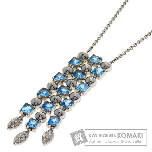 BVLGARI Lucia Blue Topaz Diamond Necklace K18 White Gold Ladies [Used]