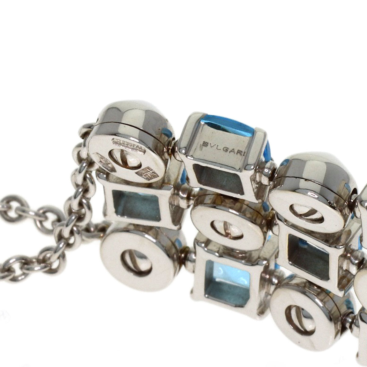 BVLGARI Lucia Blue Topaz Diamond Necklace K18 White Gold Ladies [Used]