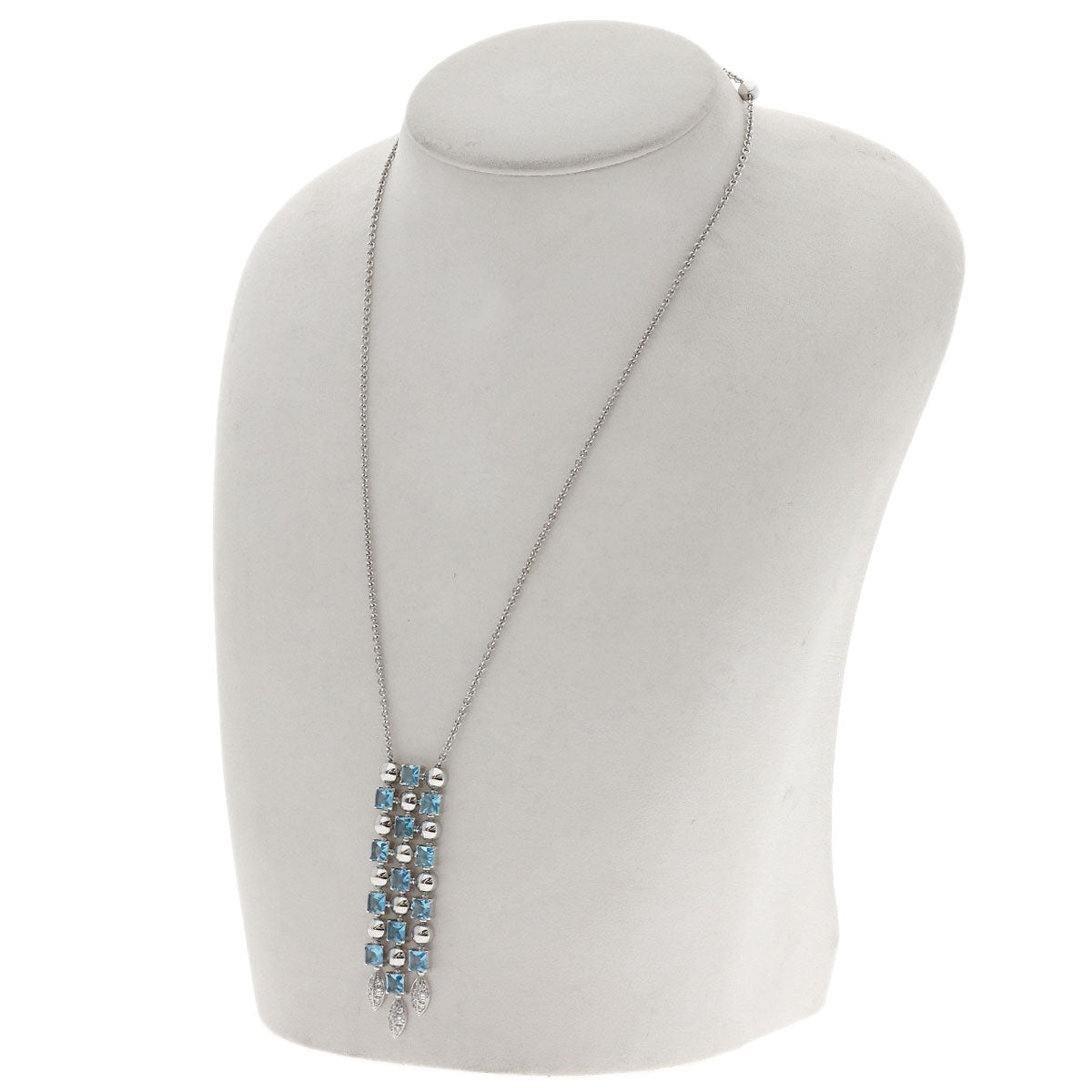 BVLGARI Lucia Blue Topaz Diamond Necklace K18 White Gold Ladies [Used]