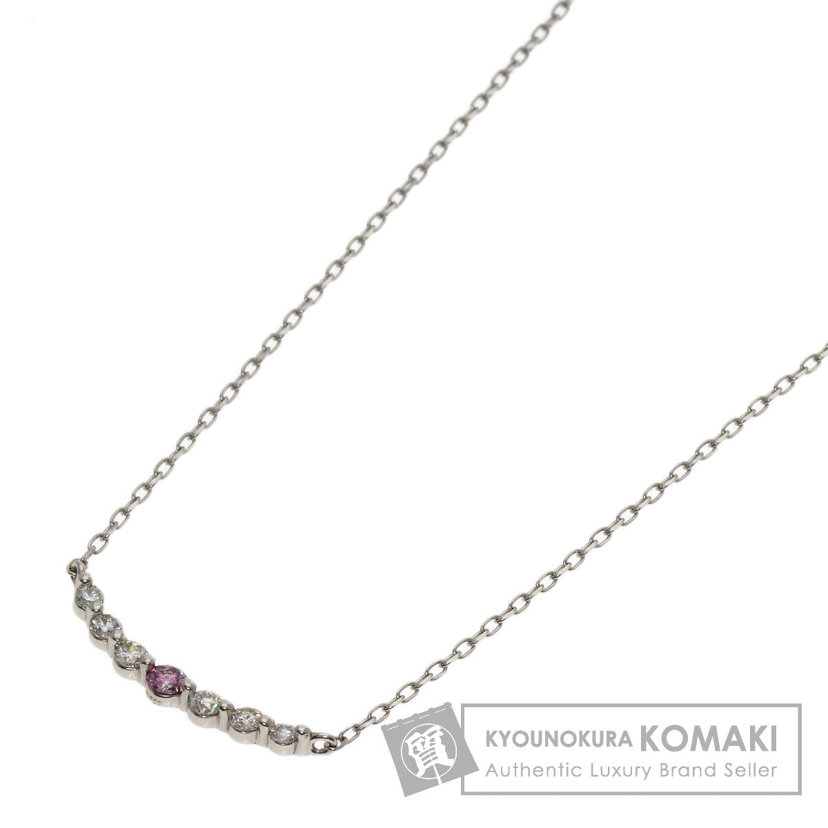 0.051ct Diamond Pink　Diamond Necklace Platinum PT900 PT850 1.8g　Ladies