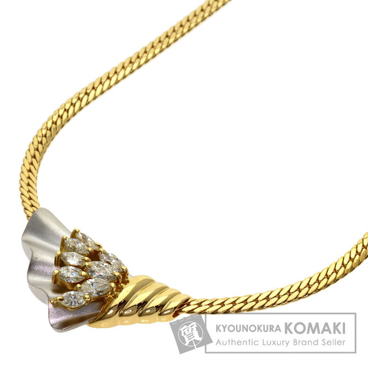 0.87ct Diamond Necklace Platinum PT900 18K Yellow Gold 16g　Ladies