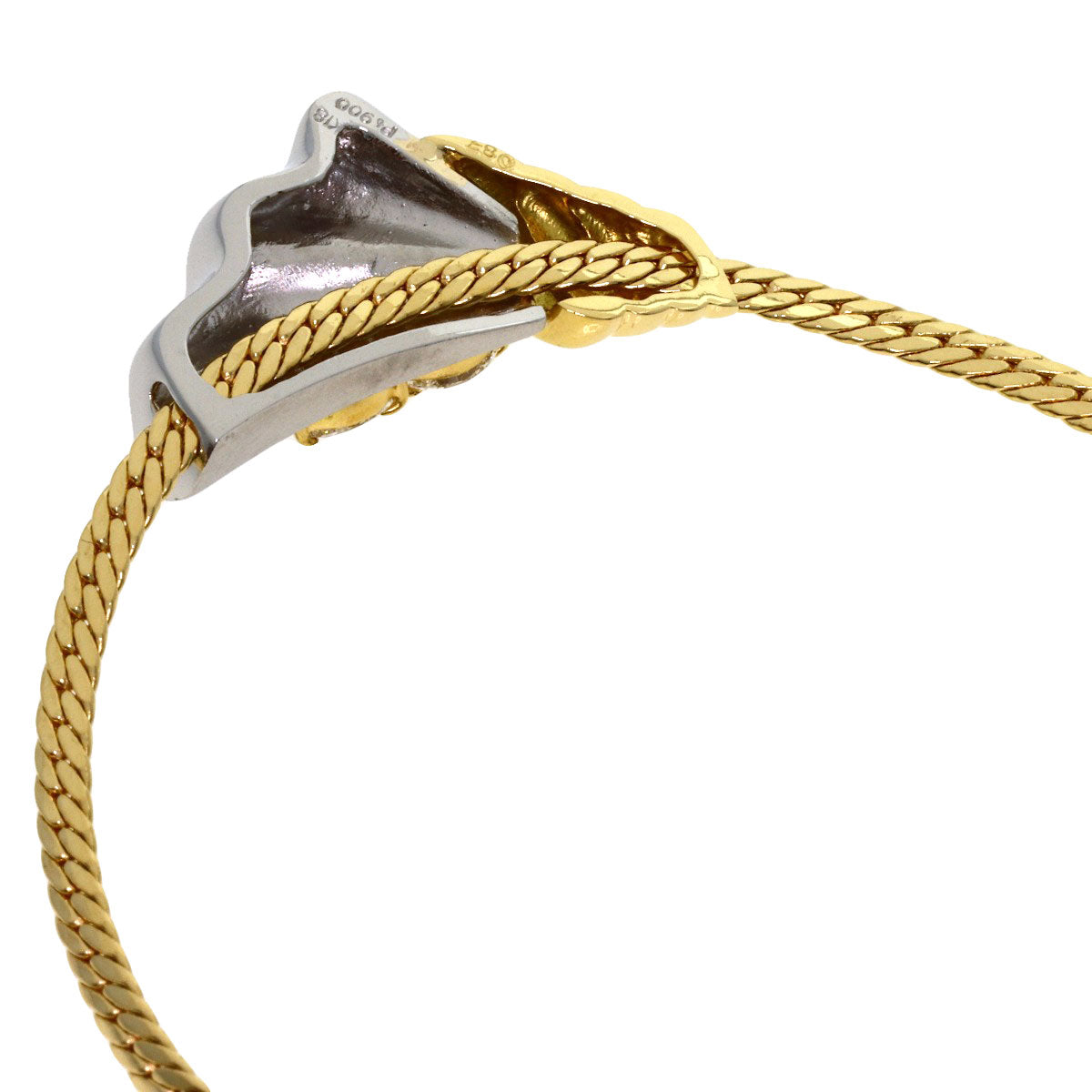 0.87ct Diamond Necklace Platinum PT900 18K Yellow Gold 16g　Ladies