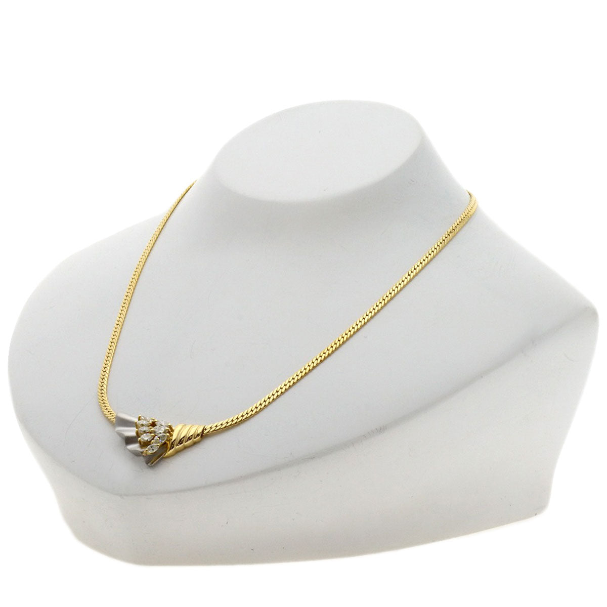 0.87ct Diamond Necklace Platinum PT900 18K Yellow Gold 16g　Ladies