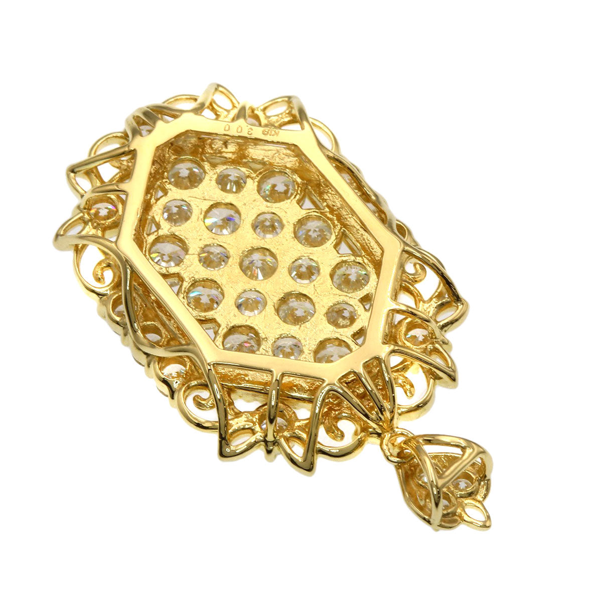 3ct Diamond Pendant top K18 Yellow Gold 7.6g　Ladies
