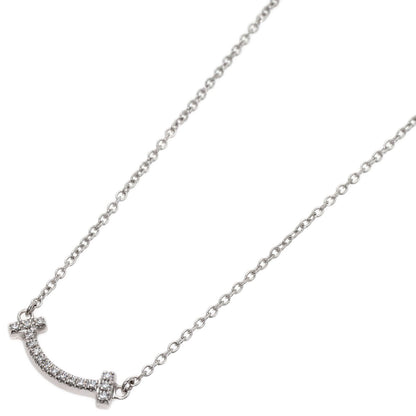TIFFANY&Co. T Smile Mini Diamond Necklace K18 White Gold Ladies [Used]