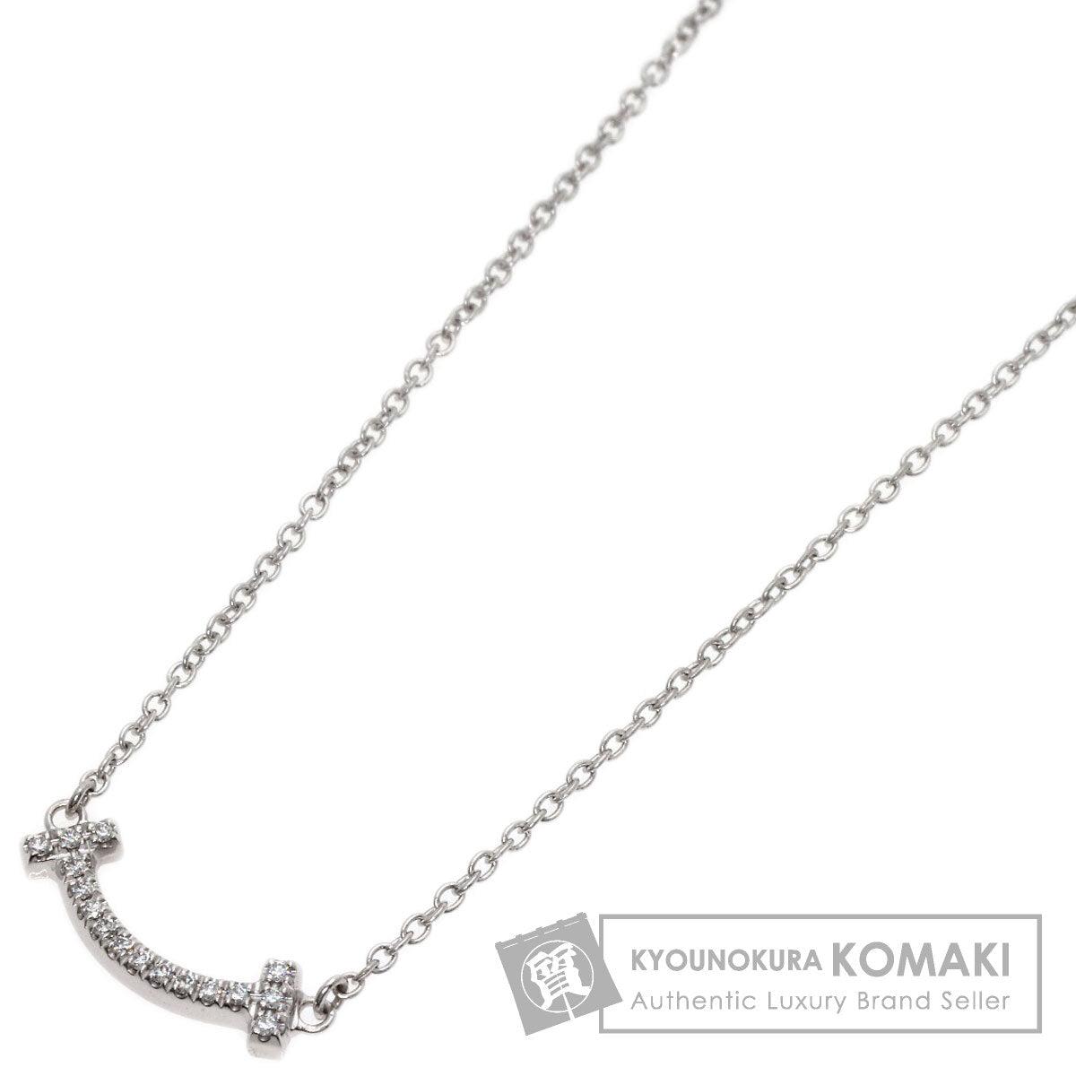 TIFFANY&Co. T Smile Mini Diamond Necklace K18 White Gold Ladies [Used]