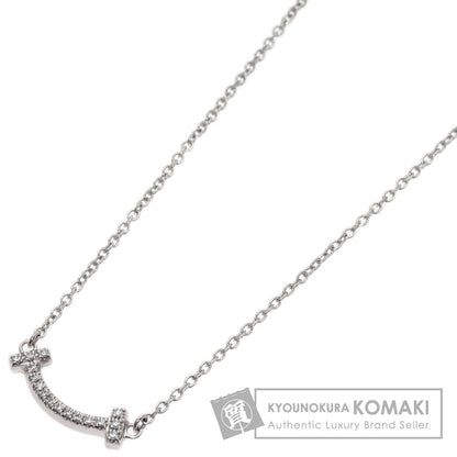TIFFANY&Co. T Smile Mini Diamond Necklace K18 White Gold Ladies [Used]