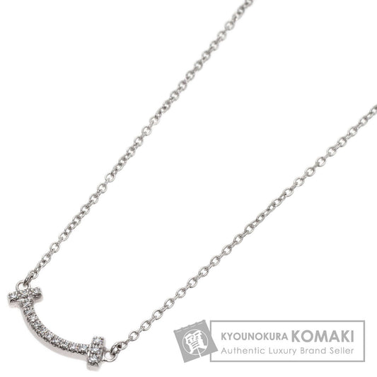 TIFFANY&Co. T Smile Mini Diamond Necklace K18 White Gold Ladies [Used]