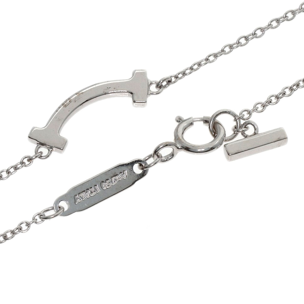 TIFFANY&Co. T Smile Mini Diamond Necklace K18 White Gold Ladies [Used]