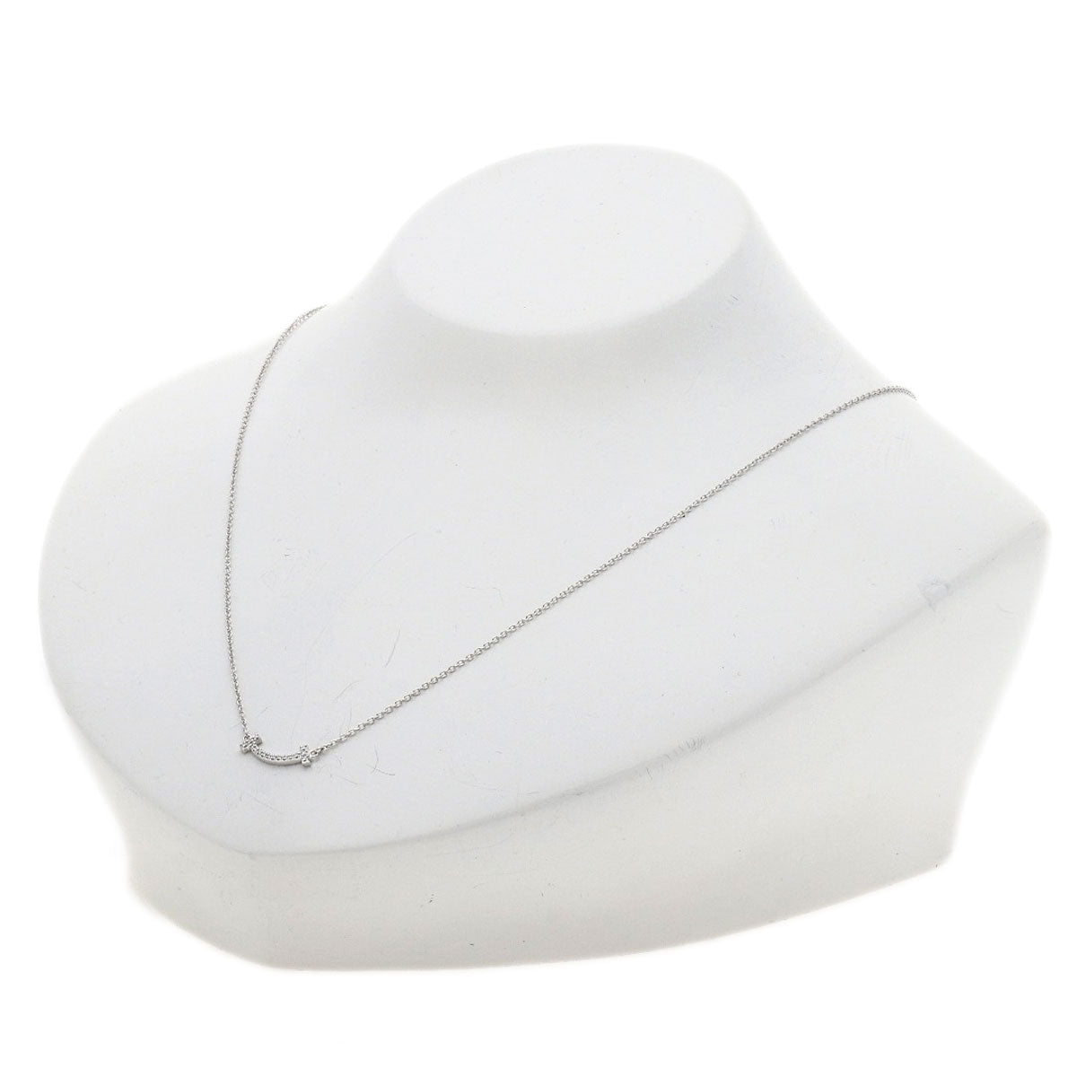 TIFFANY&Co. T Smile Mini Diamond Necklace K18 White Gold Ladies [Used]