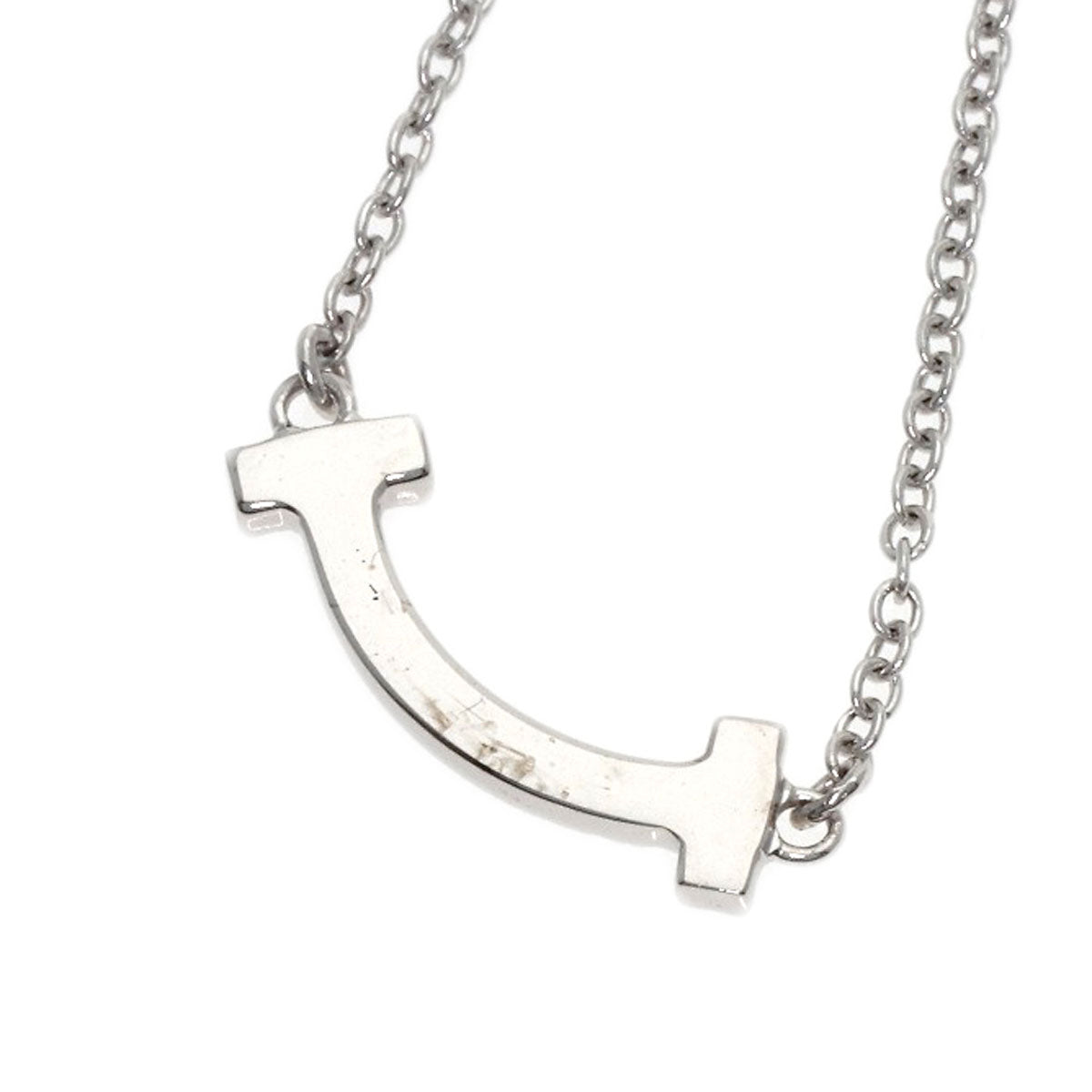 TIFFANY&Co. T Smile Mini Diamond Necklace K18 White Gold Ladies [Used]