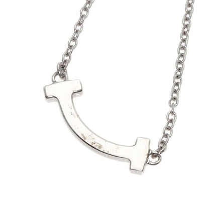 TIFFANY&Co. T Smile Mini Diamond Necklace K18 White Gold Ladies [Used]