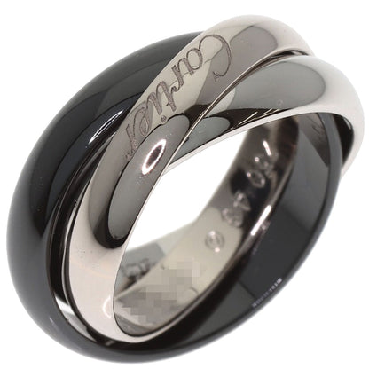 CARTIER Trinity Black ceramic #48 Ring K18 White Gold Pd950Ladies [Used]