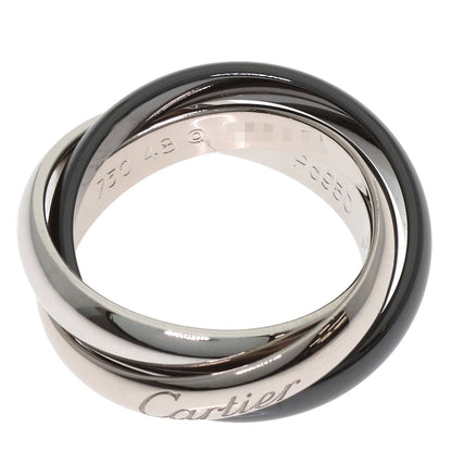 CARTIER Trinity Black ceramic #48 Ring K18 White Gold Pd950Ladies [Used]