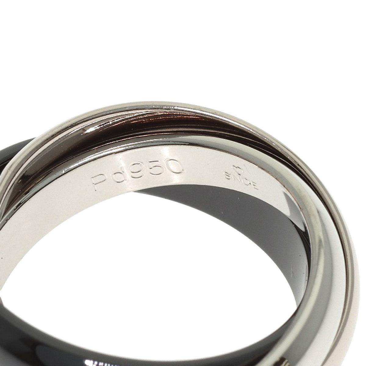 CARTIER Trinity Black ceramic #48 Ring K18 White Gold Pd950Ladies [Used]