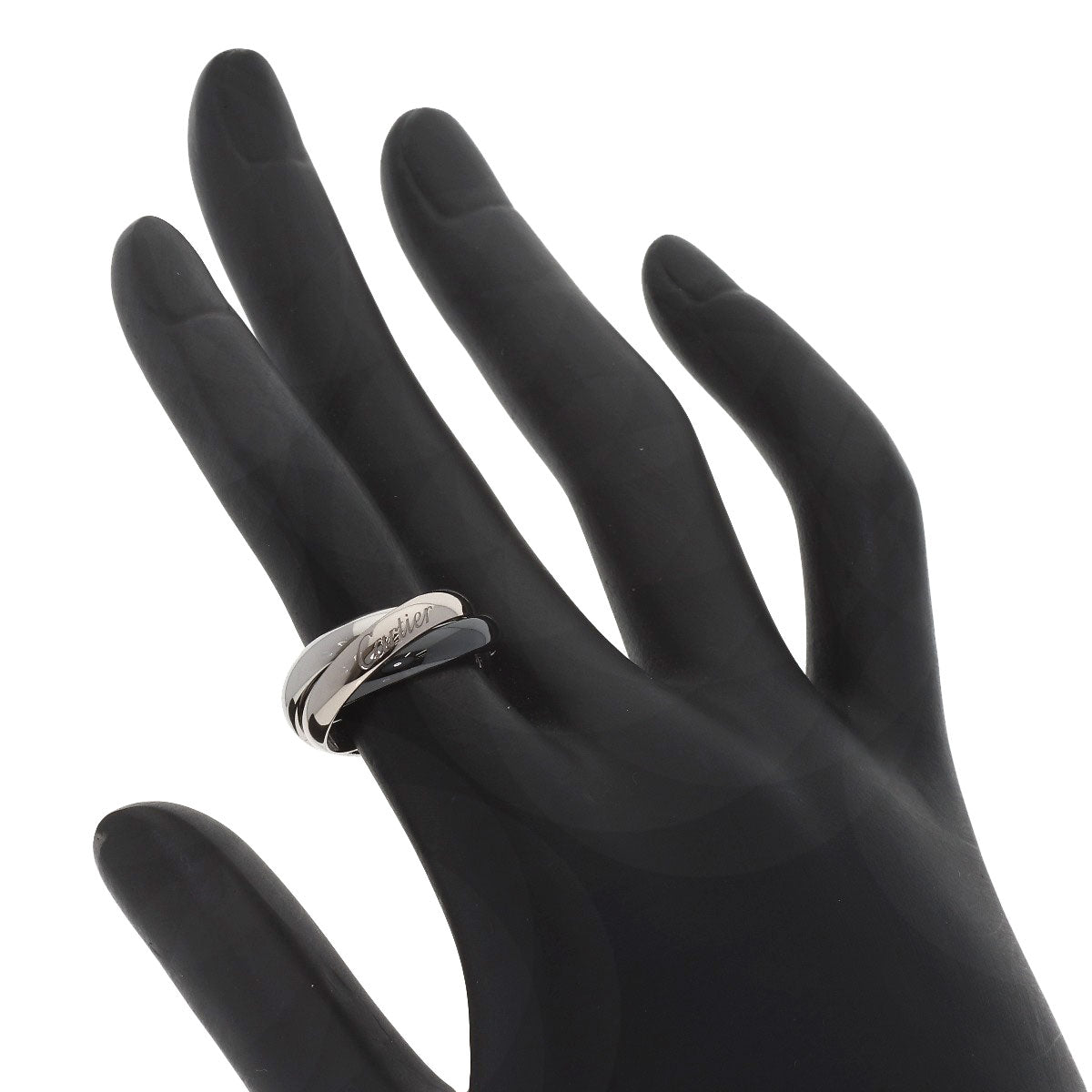 CARTIER Trinity Black ceramic #48 Ring K18 White Gold Pd950Ladies [Used]