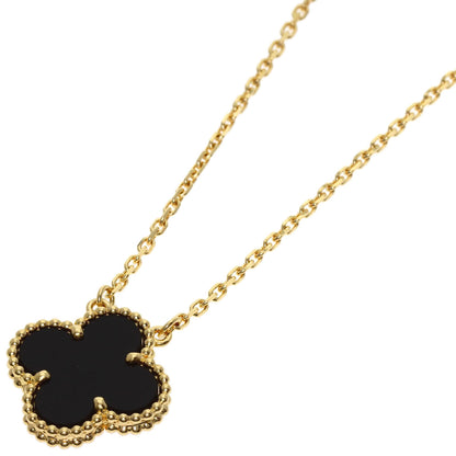 Van Cleef & Arpels Vintage Alhambra Onyx Necklace K18 Yellow Gold Ladies [Used]