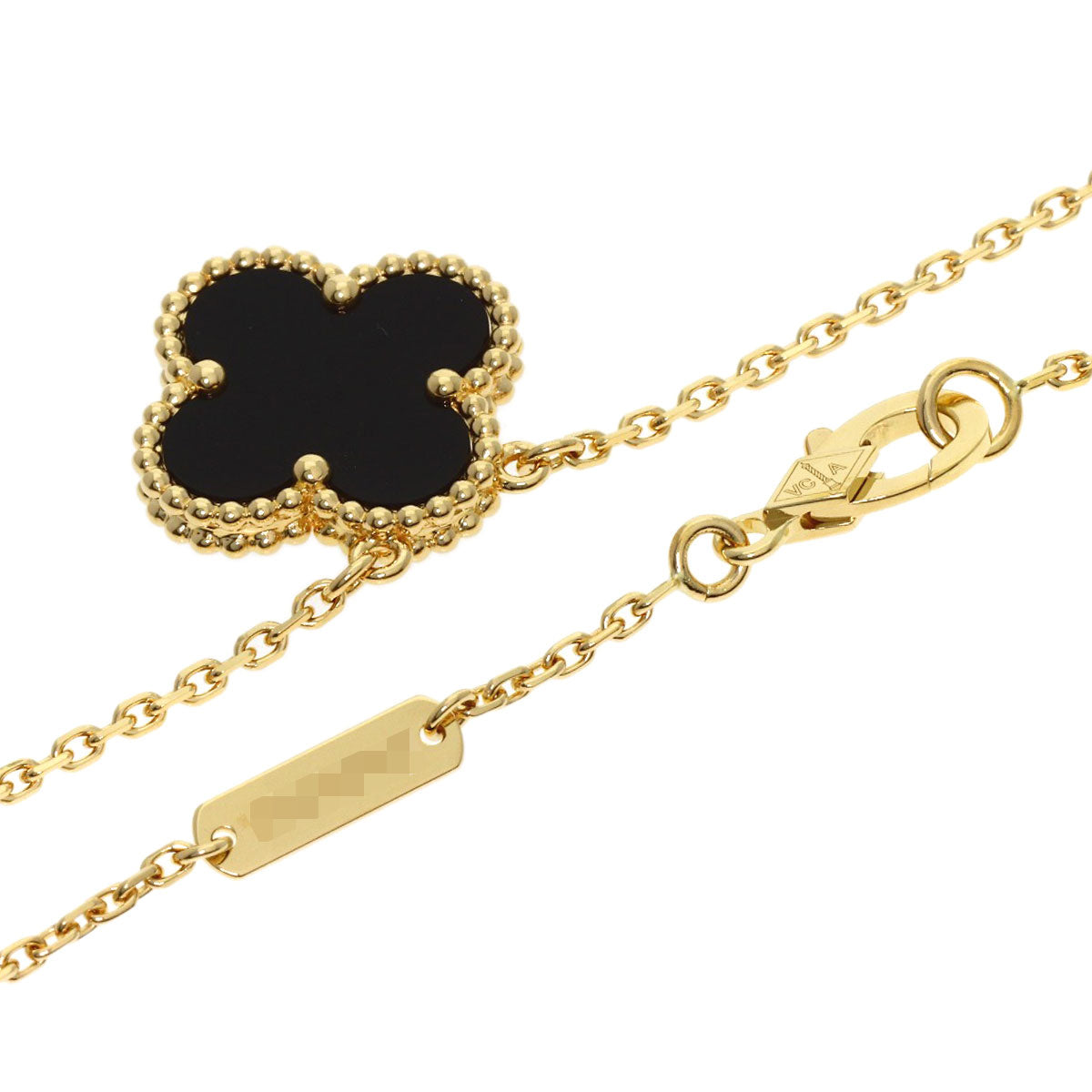 Van Cleef & Arpels Vintage Alhambra Onyx Necklace K18 Yellow Gold Ladies [Used]