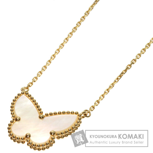 Van Cleef & Arpels Lucky Alhambra Papillon White Shell Necklace K18 Yellow Gold Ladies [Used]