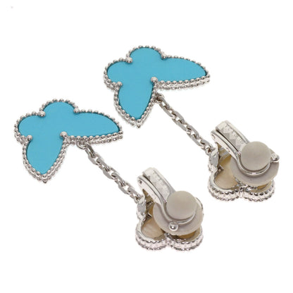 Van Cleef & Arpels Lucky Alhambra Papillon Turquoise White Shell Earring K18 White Gold Ladies [Used]