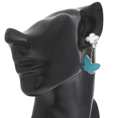Van Cleef & Arpels Lucky Alhambra Papillon Turquoise White Shell Earring K18 White Gold Ladies [Used]