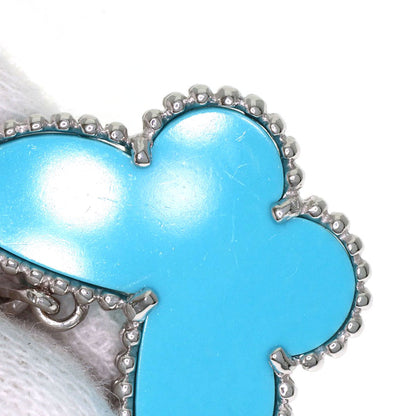 Van Cleef & Arpels Lucky Alhambra Papillon Turquoise White Shell Earring K18 White Gold Ladies [Used]