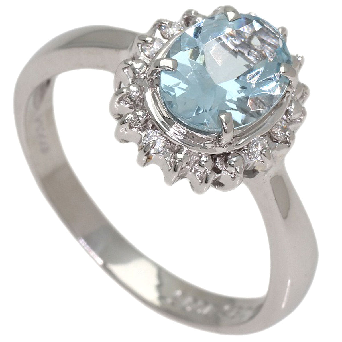0.95ct Aquamarine Diamond Ring Platinum PT900 4.3g　Ladies