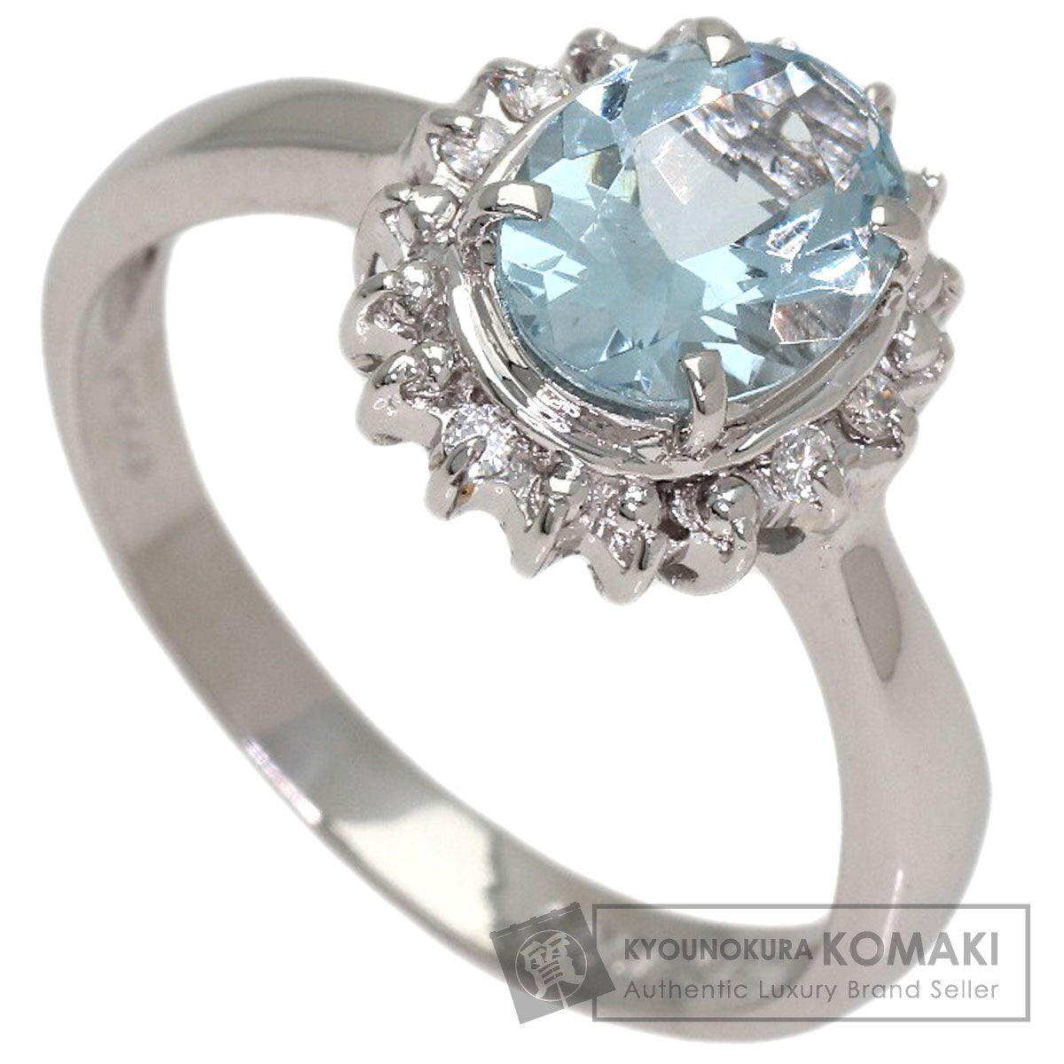 0.95ct Aquamarine Diamond Ring Platinum PT900 4.3g　Ladies
